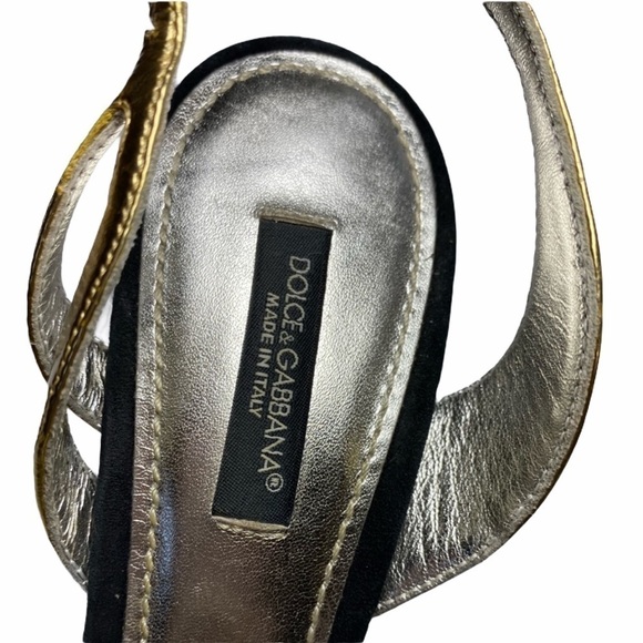 DOLCE & GABBANA Black Suede Gold Leather & snake - Picture 2 of 7
